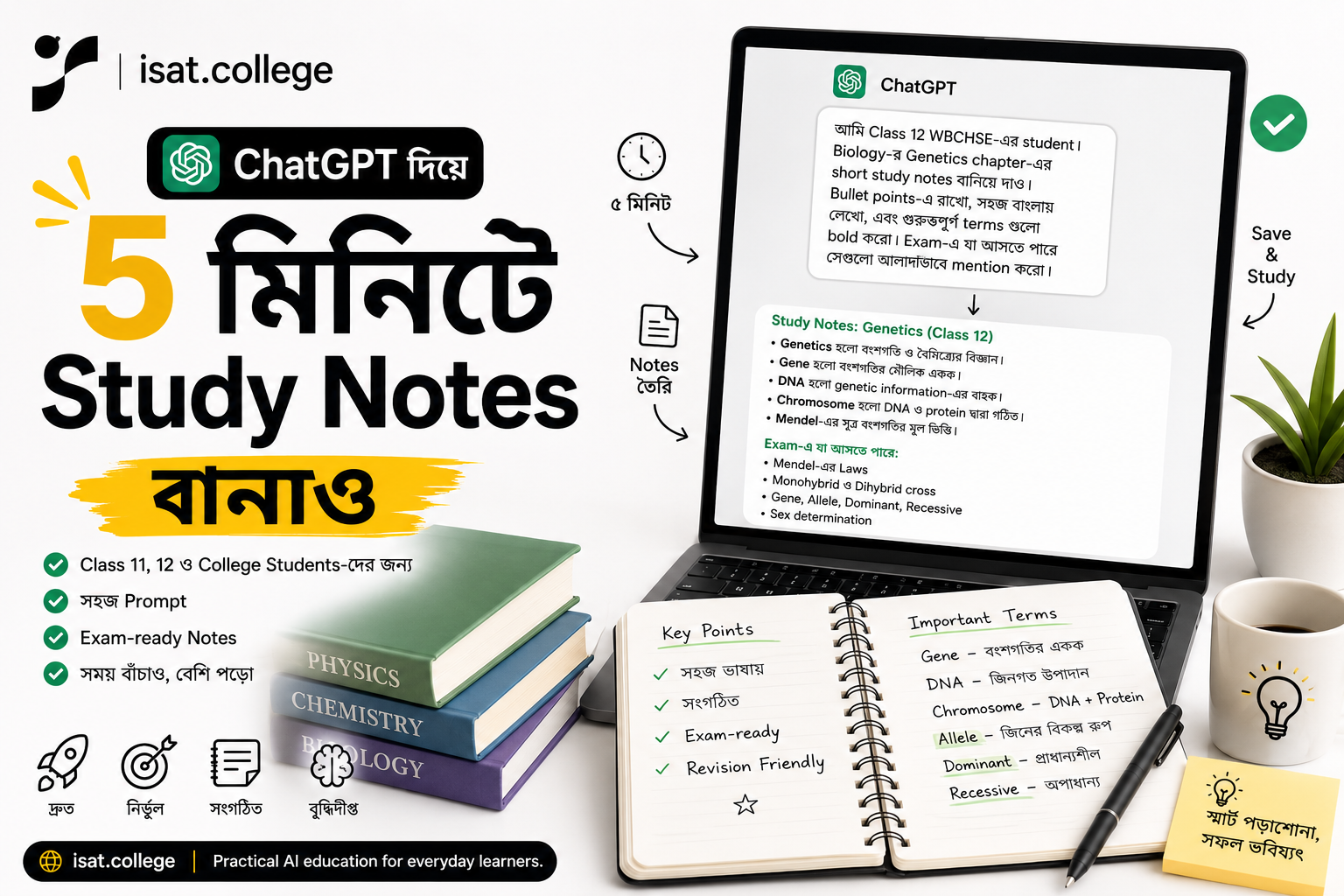 ChatGPT দিয়ে ৫ মিনিটে Study Notes বানাও - Class 11, 12 ও College Students-দের জন্য সহজ Guide